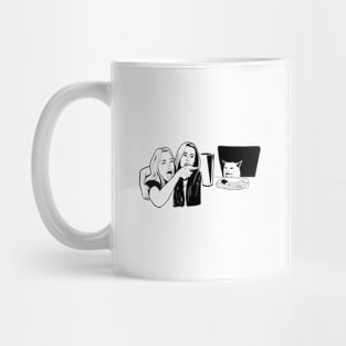 Woman Yelling At A Cat (Black And White) Mug